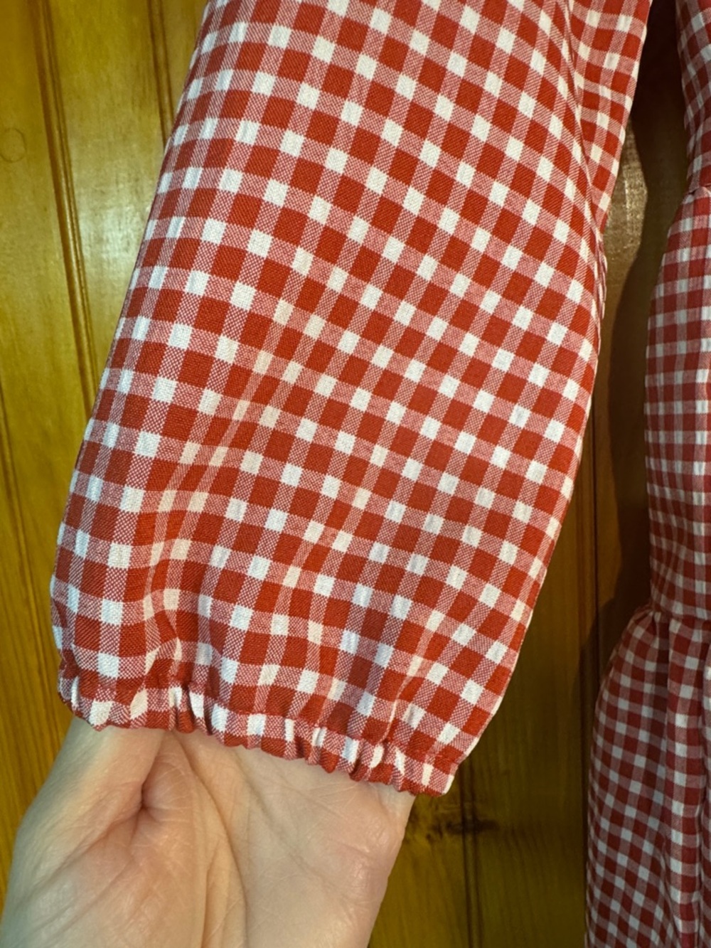 Kohl's Red and White Gingham Tiered Button-Front Midi Dress - Picture 4 of 7